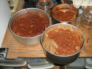 three apple cakes